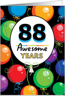 88th Birthday Bright Floating Balloons Typography card