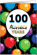 100th Birthday Bright Floating Balloons Typography card