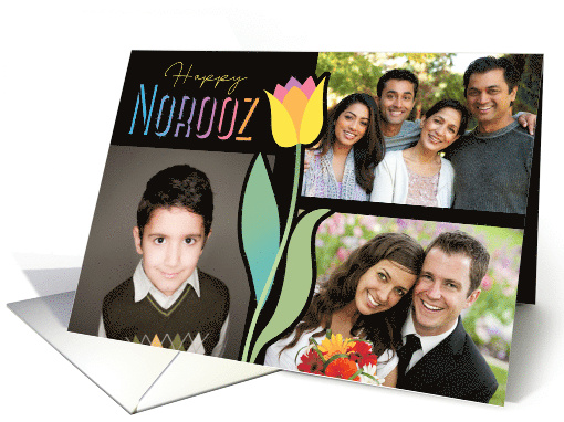 3 Photo Yellow Tulip Happy Norooz card (1729944)