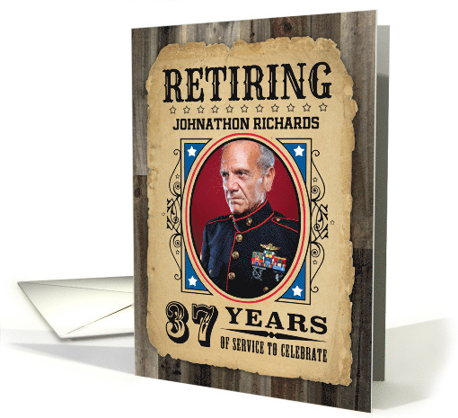 37 Years Custom Name Retirement Invite Nostalgic Wanted Poster card