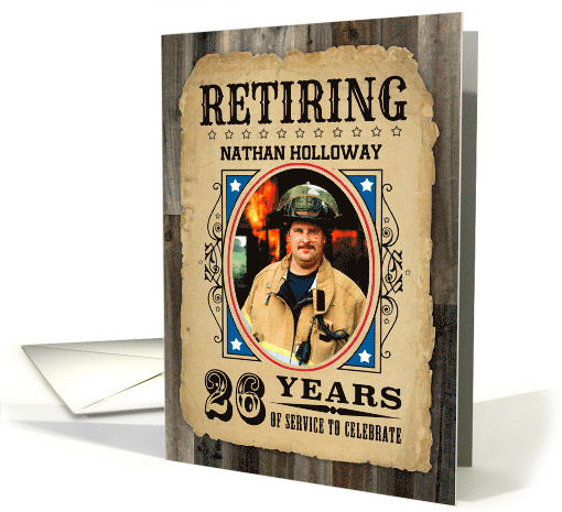 26 Years Custom Name Retirement Invite Wanted Poster card (1730238)