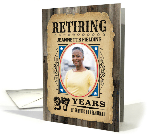 27 Years Custom Name Retirement Invite Wanted Poster card (1730242)