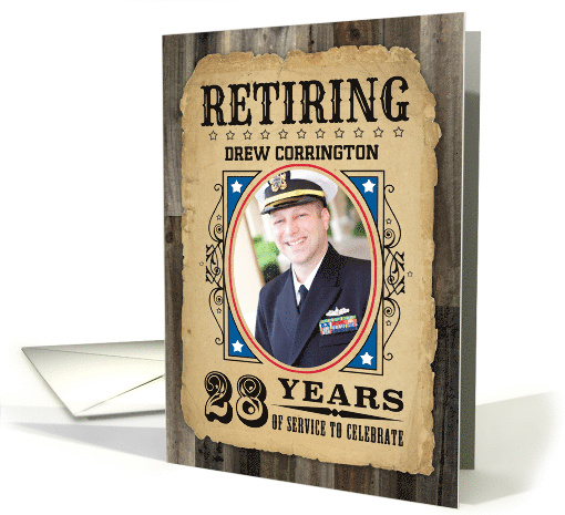 28 Years Custom Name Retirement Invite Wanted Poster card (1730244)