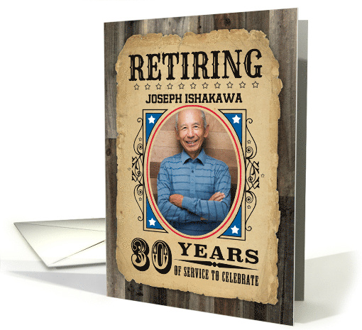 30 Years Custom Name Retirement Invite Wanted Poster card (1730248)