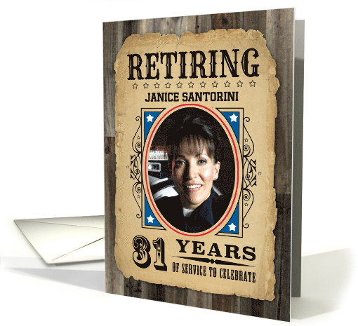31 Years Custom Name Retirement Invite Wanted Poster card (1730252)