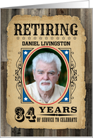 34 Years Custom Name Retirement Invite Wanted Poster card