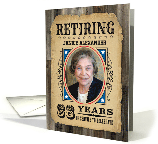 38 Years Custom Name Retirement Invite Wanted Poster card (1730304)