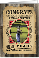 24 Years Custom Name Retirement Congratulations Wanted Poster card