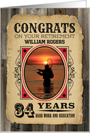 34 Years Custom Name Retirement Congratulations Wanted Poster card