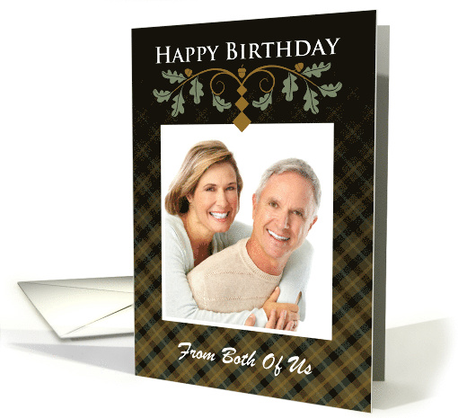 From Both of Us Birthday Oak Leaves Acorns Plaid Photo card (1737064)