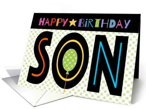 Son Happy Birthday Balloon Colorful Quirky Lettering card (1737348)