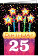 Age 25 Birthday Pink Argyle Cake With Sparklers card
