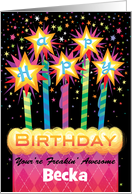 B Custom Name Birthday Pink Argyle Cake With Sparklers card