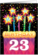 23rd Birthday Pink Argyle Cake With Sparklers card