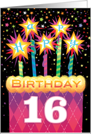 16th Birthday Pink Argyle Cake With Sparklers card
