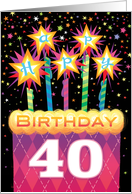 40th Birthday Pink Argyle Cake With Sparklers card