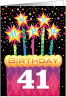 41st Birthday Pink Argyle Cake With Sparklers card