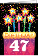 47th Birthday Pink Argyle Cake With Sparklers card