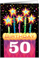 50th Birthday Pink Argyle Cake With Sparklers card