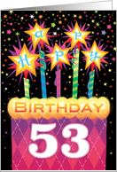53rd Birthday Pink Argyle Cake With Sparklers card