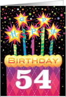 54th Birthday Pink Argyle Cake With Sparklers card