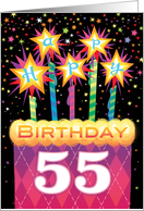 55th Birthday Pink Argyle Cake With Sparklers card