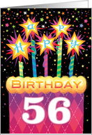 56th Birthday Pink Argyle Cake With Sparklers card