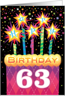 63rd Birthday Pink Argyle Cake With Sparklers card