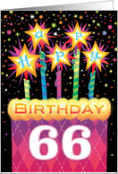 66th Birthday Pink Argyle Cake With Sparklers card