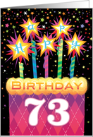 73rd Birthday Pink Argyle Cake With Sparklers card