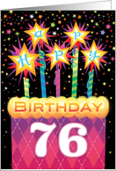 76th Birthday Pink Argyle Cake With Sparklers card