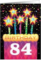 84th Birthday Pink Argyle Cake With Sparklers card