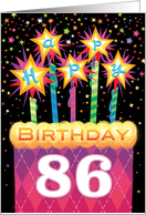 86th Birthday Pink Argyle Cake With Sparklers card