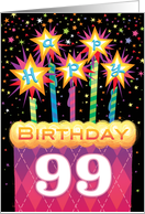 99th Birthday Pink Argyle Cake With Sparklers card