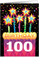 100th Birthday Pink Argyle Cake With Sparklers card