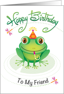 Friend Green Frog Birthday With Hand Lettering And Dragon Flies card