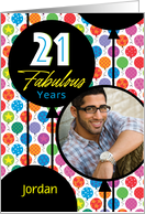 21st Birthday Custom Photo And Name Balloons With Stars And Dots card