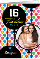 16th Birthday Colorful Floating Balloons With Stars And Dots card