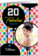 20th Birthday Colorful Floating Balloons With Stars And Dots card