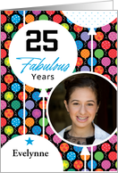 25th Birthday Colorful Floating Balloons With Stars And Dots card