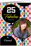 25th Birthday Colorful Floating Balloons With Stars And Dots card