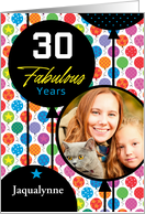 30th Birthday Colorful Floating Balloons With Stars And Dots card