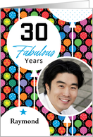 30th Birthday Colorful Floating Balloons With Stars And Dots card