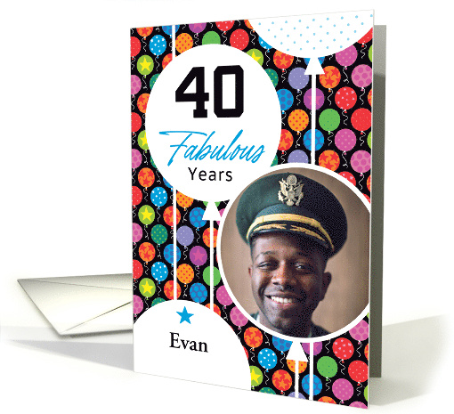 40th Birthday Colorful Floating Balloons With Stars And Dots card