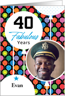 40th Birthday Colorful Floating Balloons With Stars And Dots card