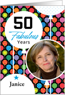 50th Birthday Colorful Floating Balloons With Stars And Dots card