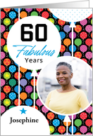 60th Birthday Colorful Floating Balloons With Stars And Dots card