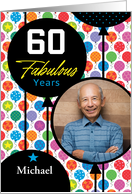 60th Birthday Colorful Floating Balloons With Stars And Dots card
