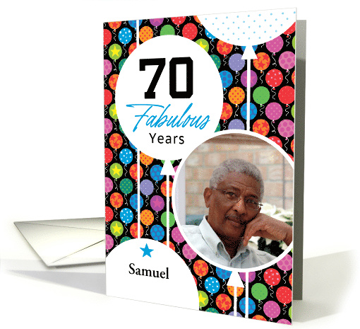 70th Birthday Colorful Floating Balloons With Stars And Dots card