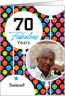 70th Birthday Colorful Floating Balloons With Stars And Dots card